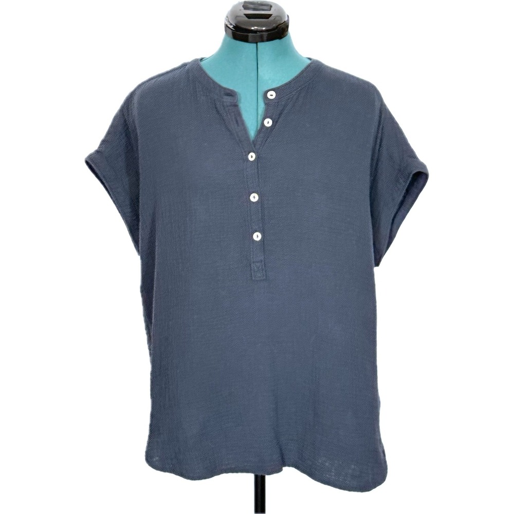 Faherty Dream‎ Cotton Gauze Desmond Top Navy Blue WTC0002-NVY Organic Tee